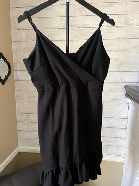 Lulu's Black Sleeveless Ruffle-Hem Mini Dress